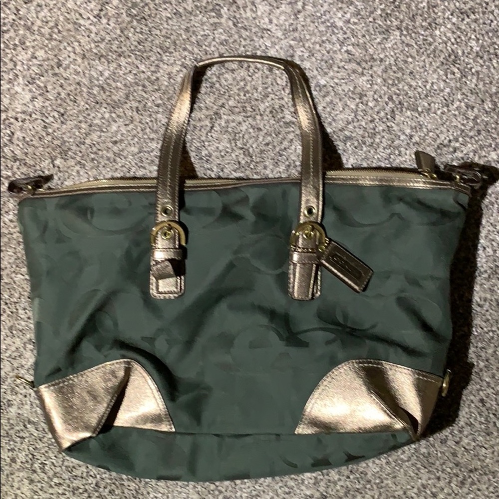 Coach army green signature purse